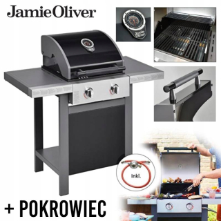Jamie Oliver 2-horákový plynový gril 84cm liatinový nerezový BBQ rošt